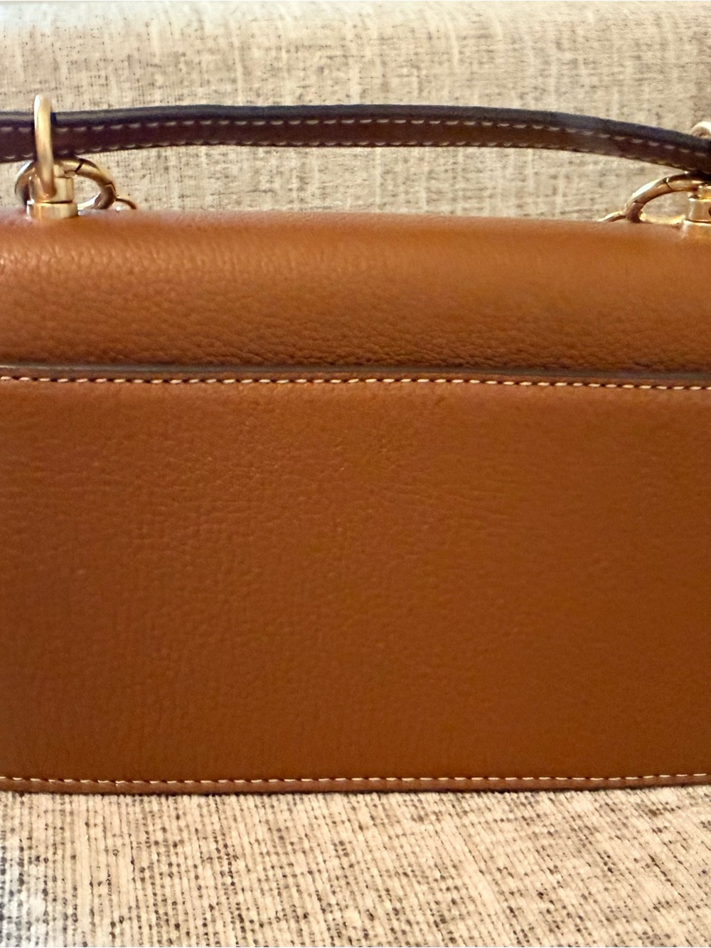 Tory Burch Miller Caramel Leather Crossbody with Gold Chain and Logo - Mini - Picture 3 of 8